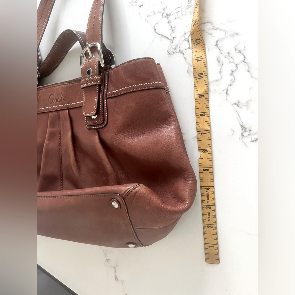 Coach Brown Leather Tote Shoulder HandBag Purse - Picture 9 of 11